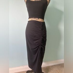 Adjustable Black Midi Skirt